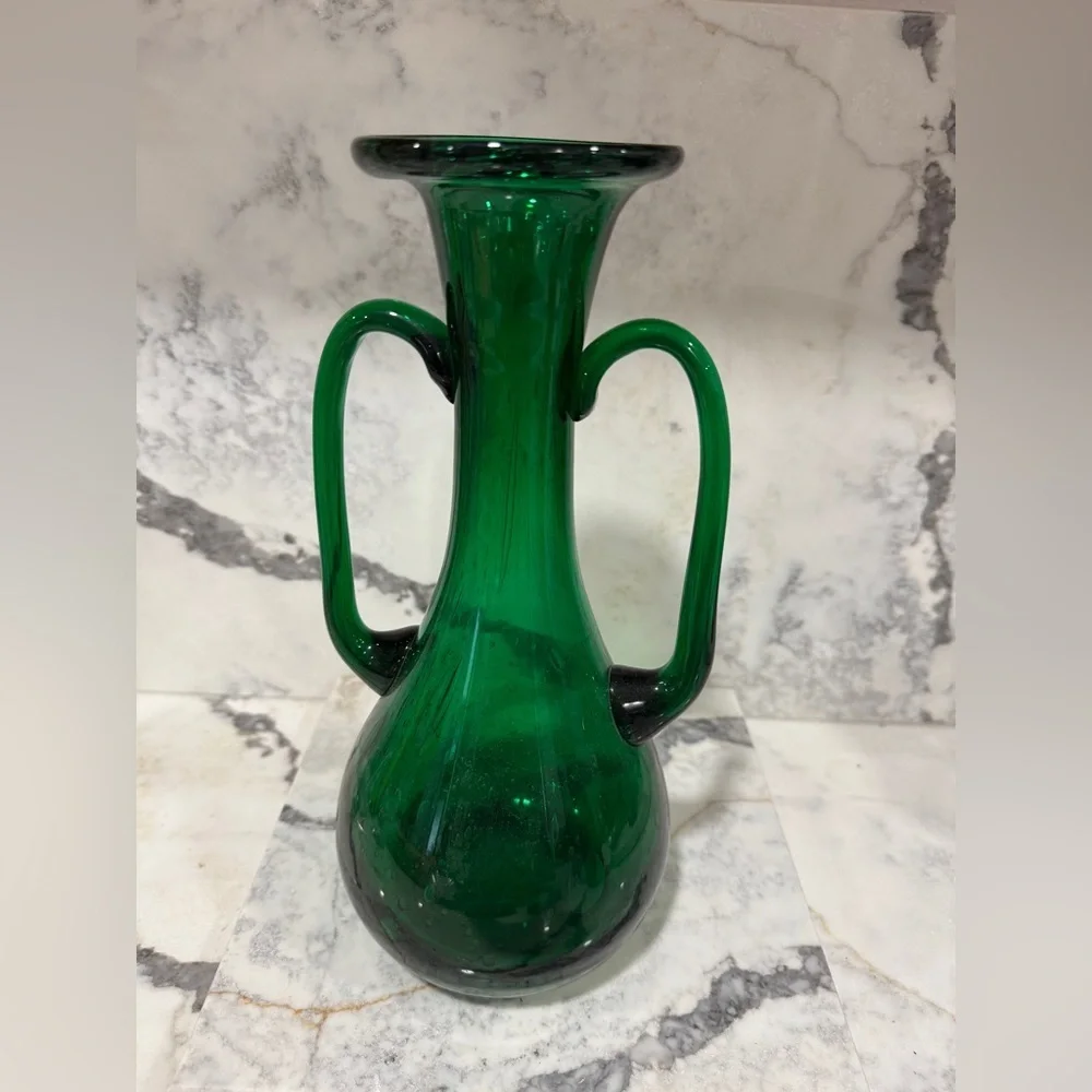 VTG Royal Leerdam Green Glass Vase